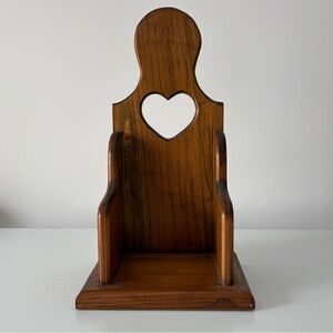 Vintage Hand Made Solid Wood Display Shelf Heart Cottage Grandma 90s Rustic Farm